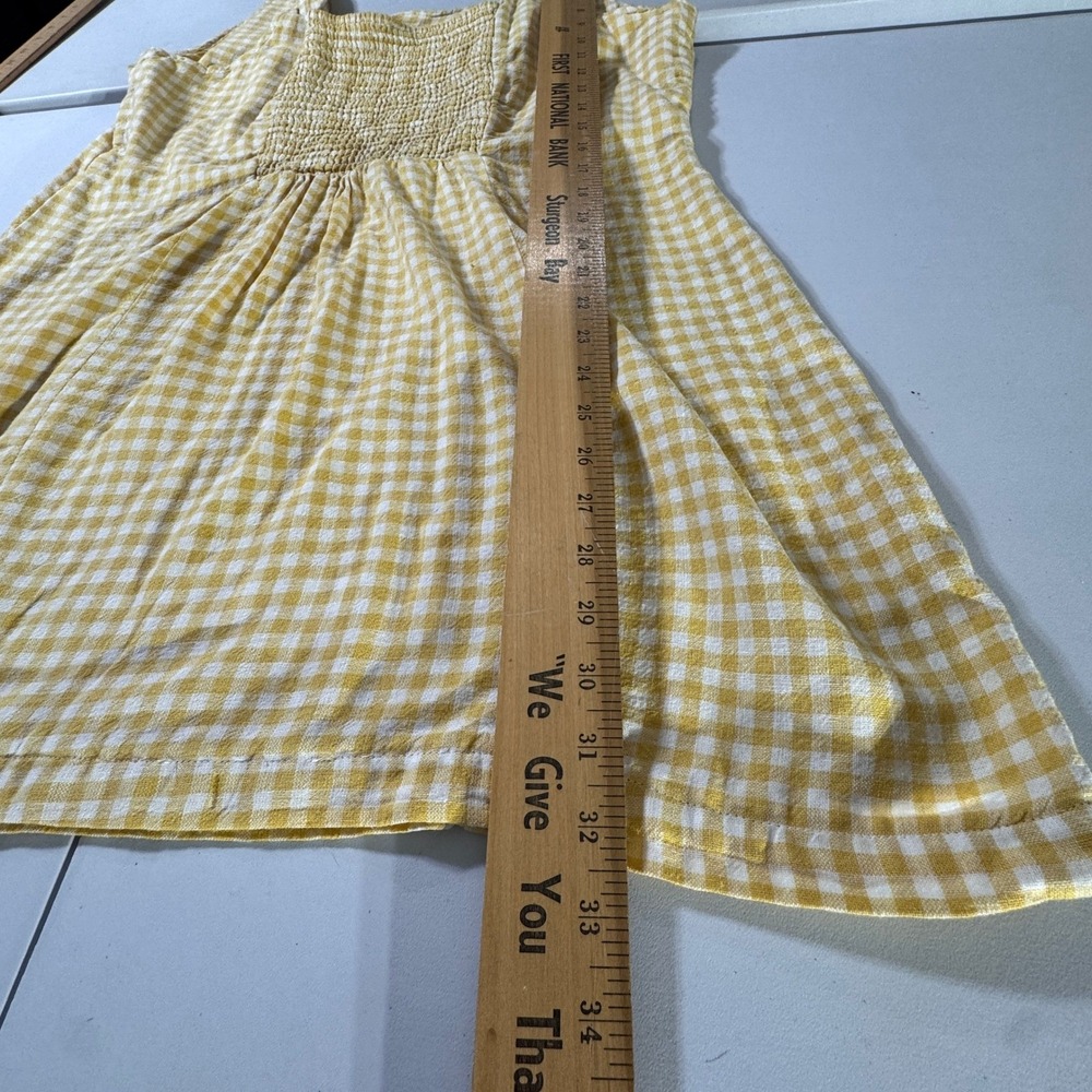 Old Navy Yellow Gingham Square Neck Mini Dress XL Sleeveless Smocked Back 708450 - Picture 8 of 9